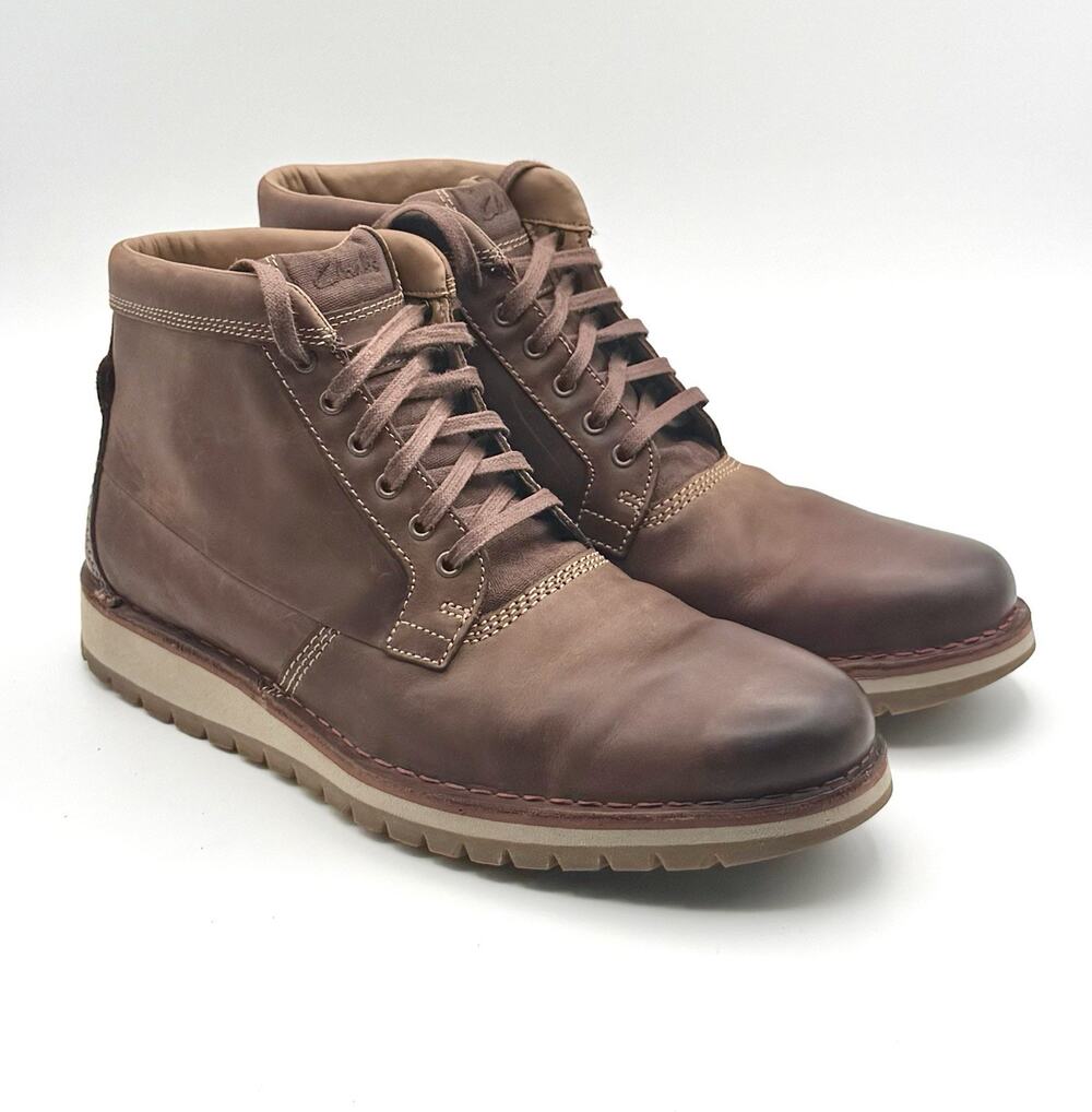 Clarks VARBY Top Brown Leather Boots Men's Size 13 Chukka Ankle High